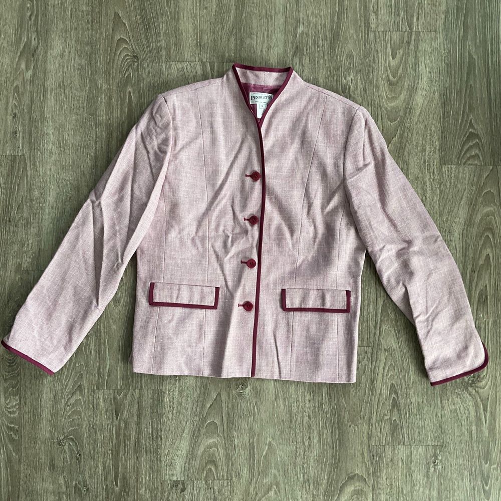 PENDLETON Women Suit Jacket Size 14 4 Front Buttons Pockets Lined USA